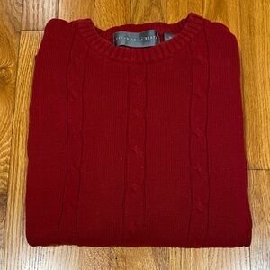 100% Cotton Red Cable Knit Sweater